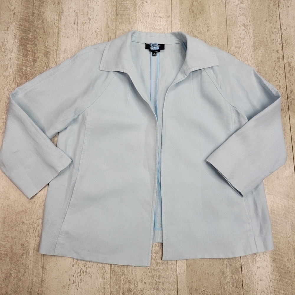 TALBOTS Powder Blue Irish Linen Blazer Jacket Size X